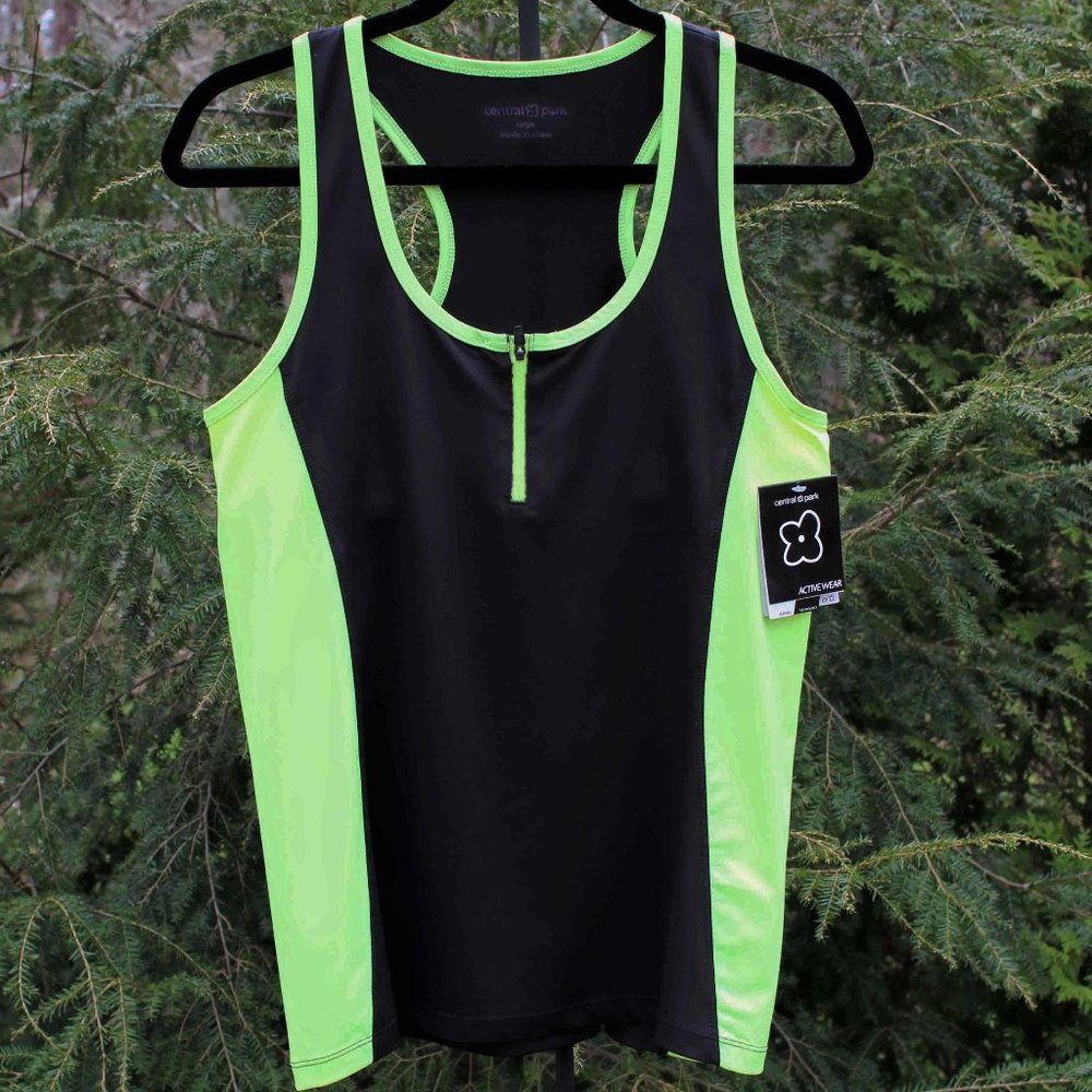 Central Park Neon 1/4 Zip Racerback Athletic Top NWT